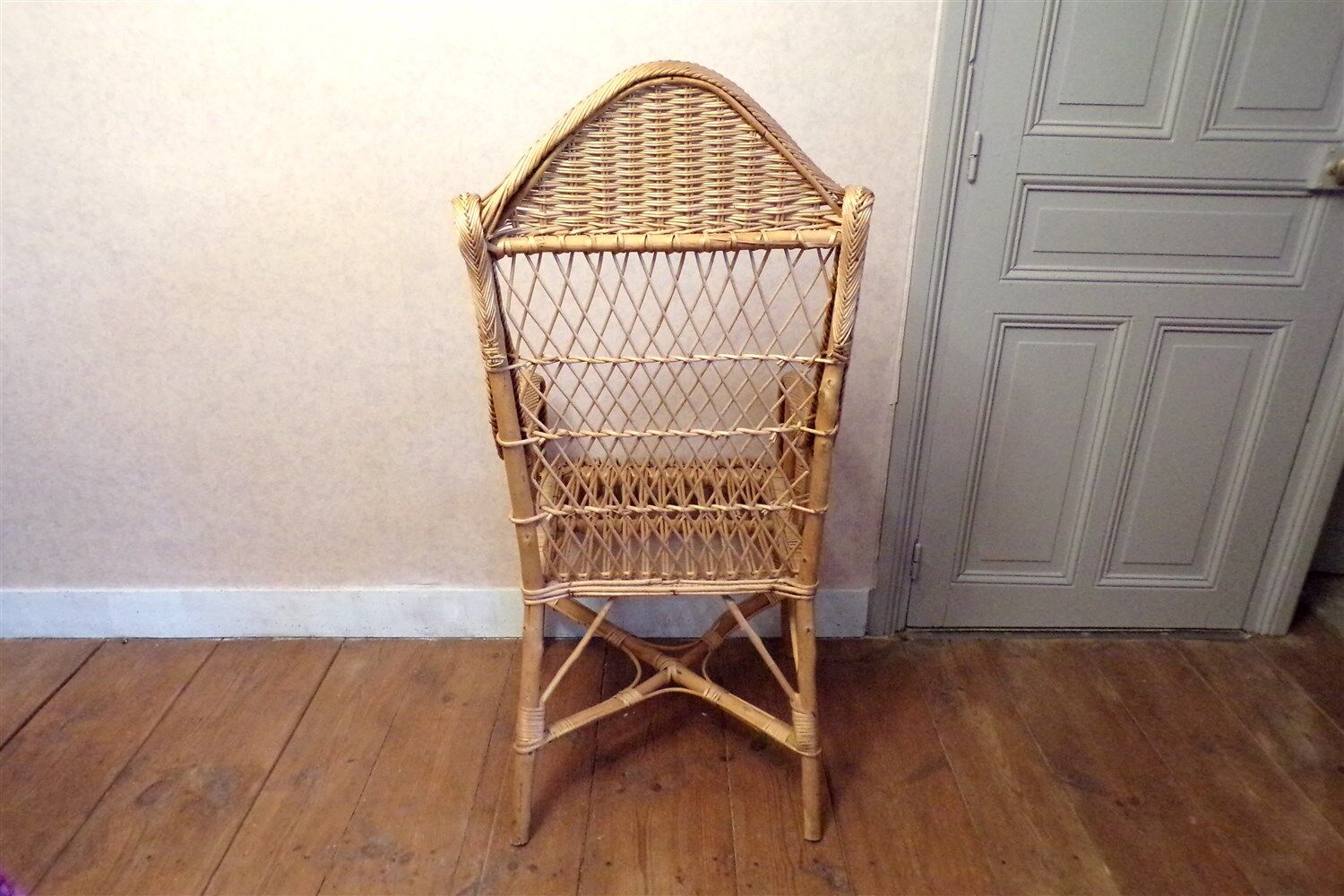 Vintage wicker rattan armchair