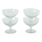 Set of 4 engraved crystal champagne glasses, arabesque motifs, 1950