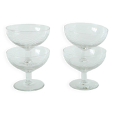 Lot de 4 coupes à champagne en cristal gravé, motifs arabesques, 1950