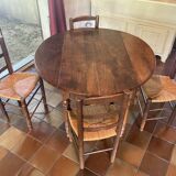 Table ronde noyer avec 4 rallonges