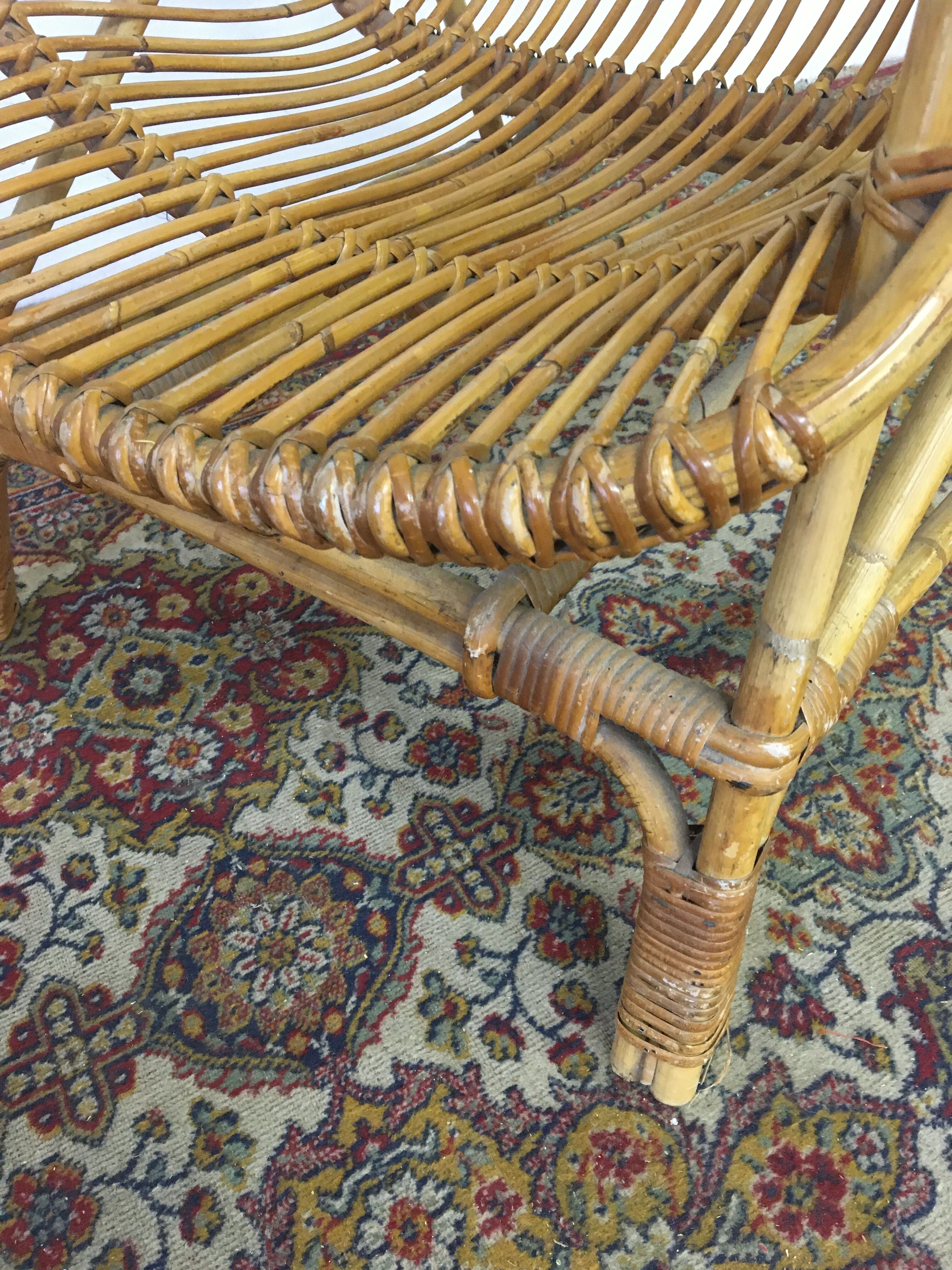 Rattan shell armchair