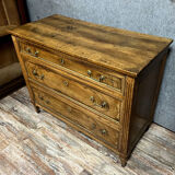 Louis XVI period chest of drawers in walnut and gilded brass nets circa 1780