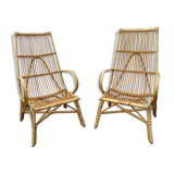 Pair of high rattan chairs