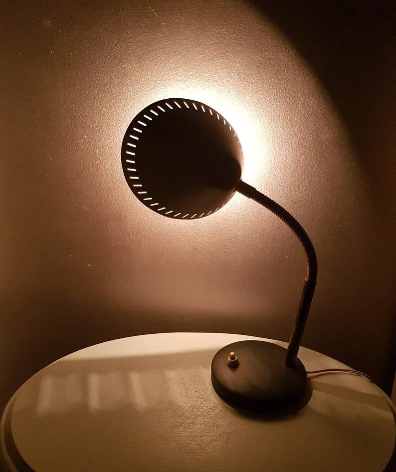 70s swan collar metal desk lamp