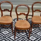 Antique Louis Philippe style chairs in walnut and velvet
