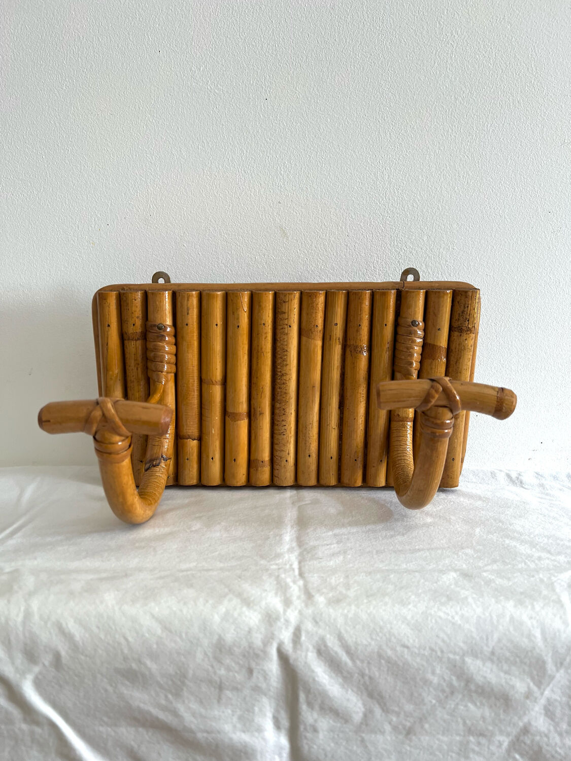 Rattan coat rack