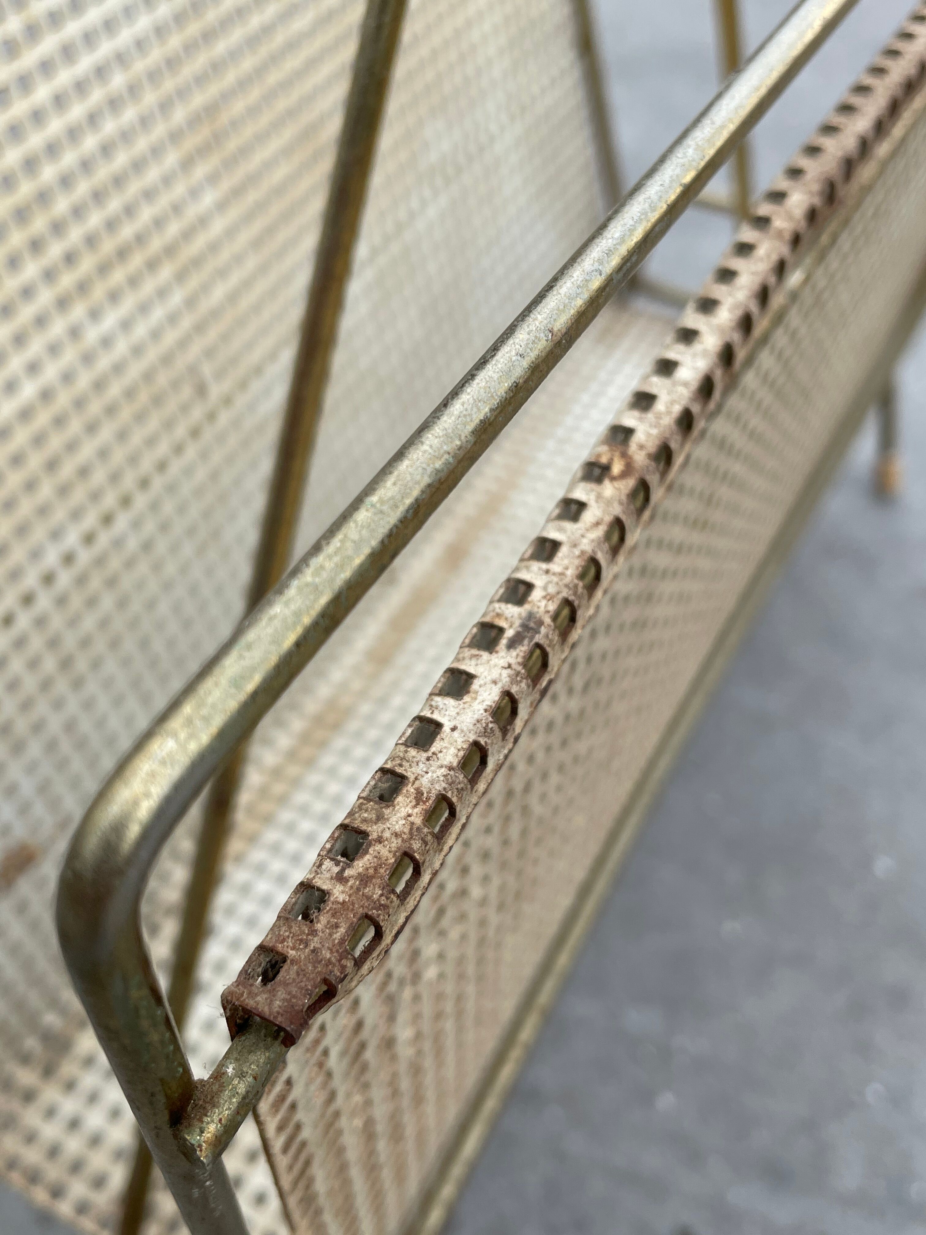 Vintage magazine rack 60s brass design