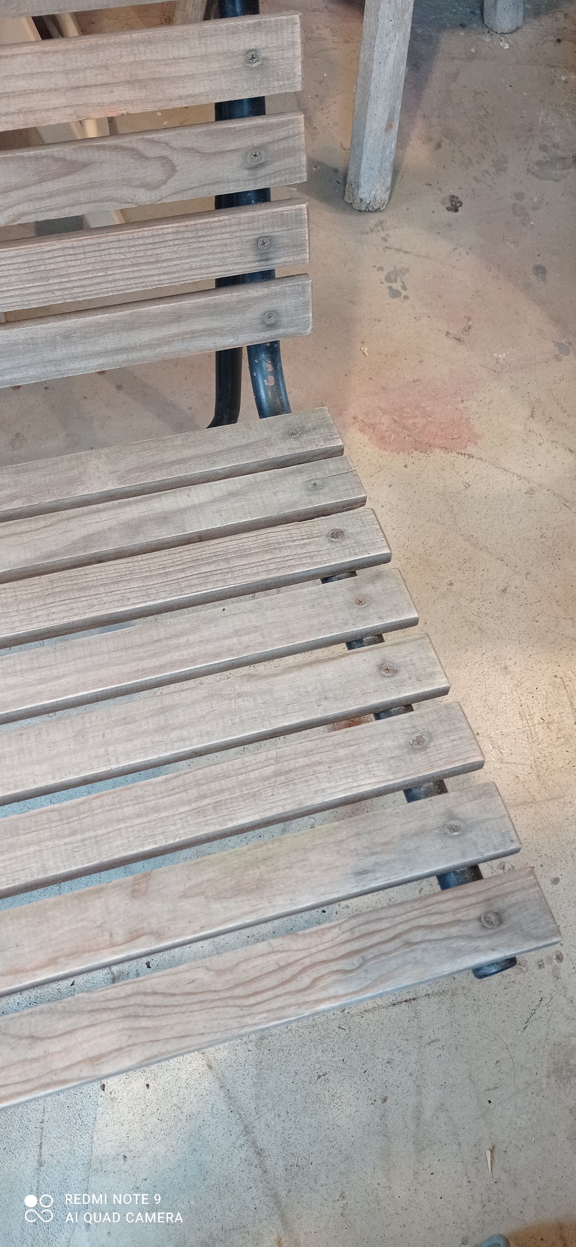 Metal and wood bench