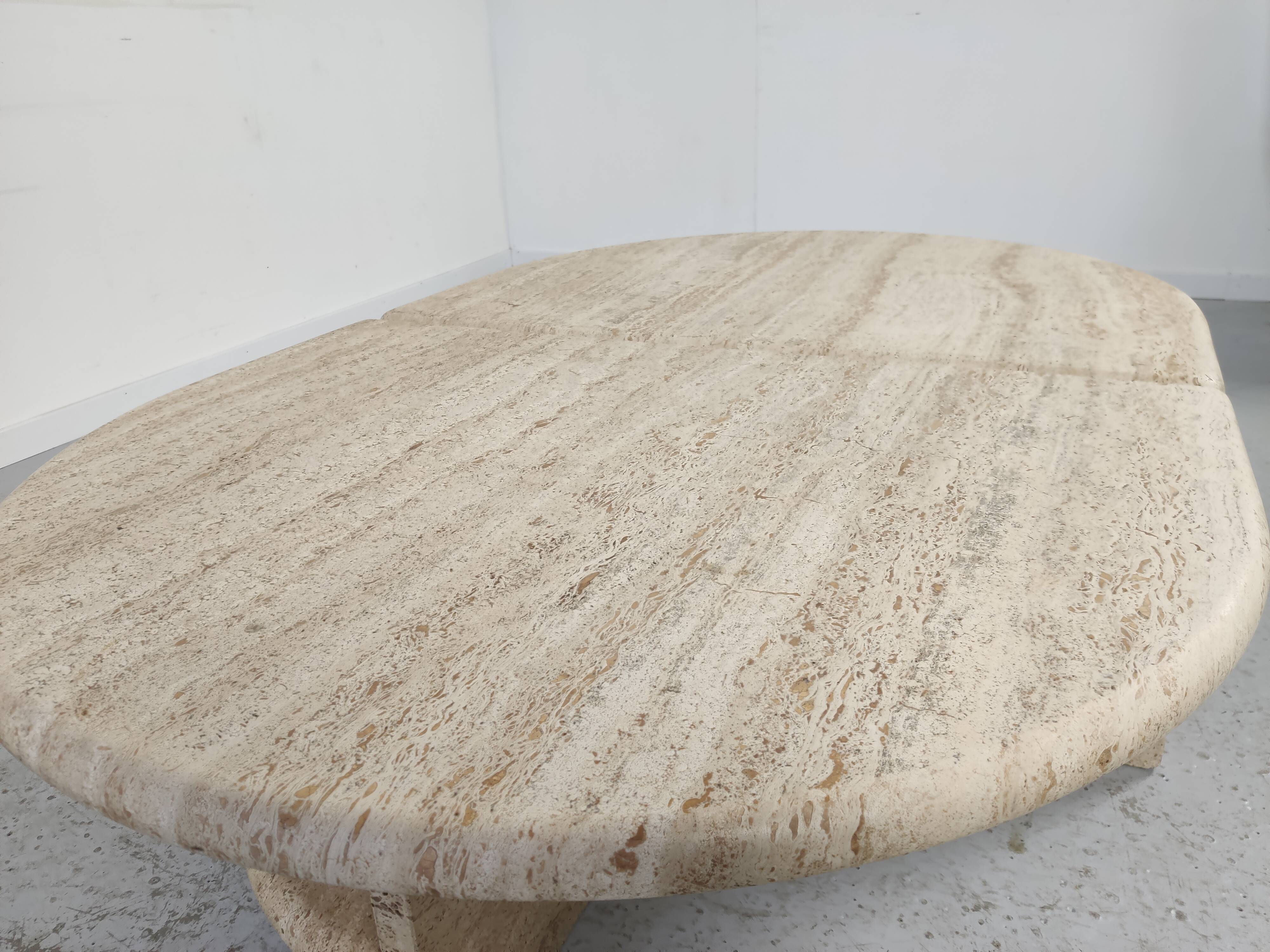pair of low tables in travertine, Italy 1980s