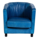 Fauteuil en cuir d'autruche bleu par Gérard Guermonprez