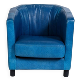 Fauteuil en cuir d'autruche bleu par Gérard Guermonprez