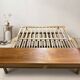 Mid-century wooden folding sofa bed frame, extendable daybed, Czechoslovakia, 190 × 151 × 77 cm