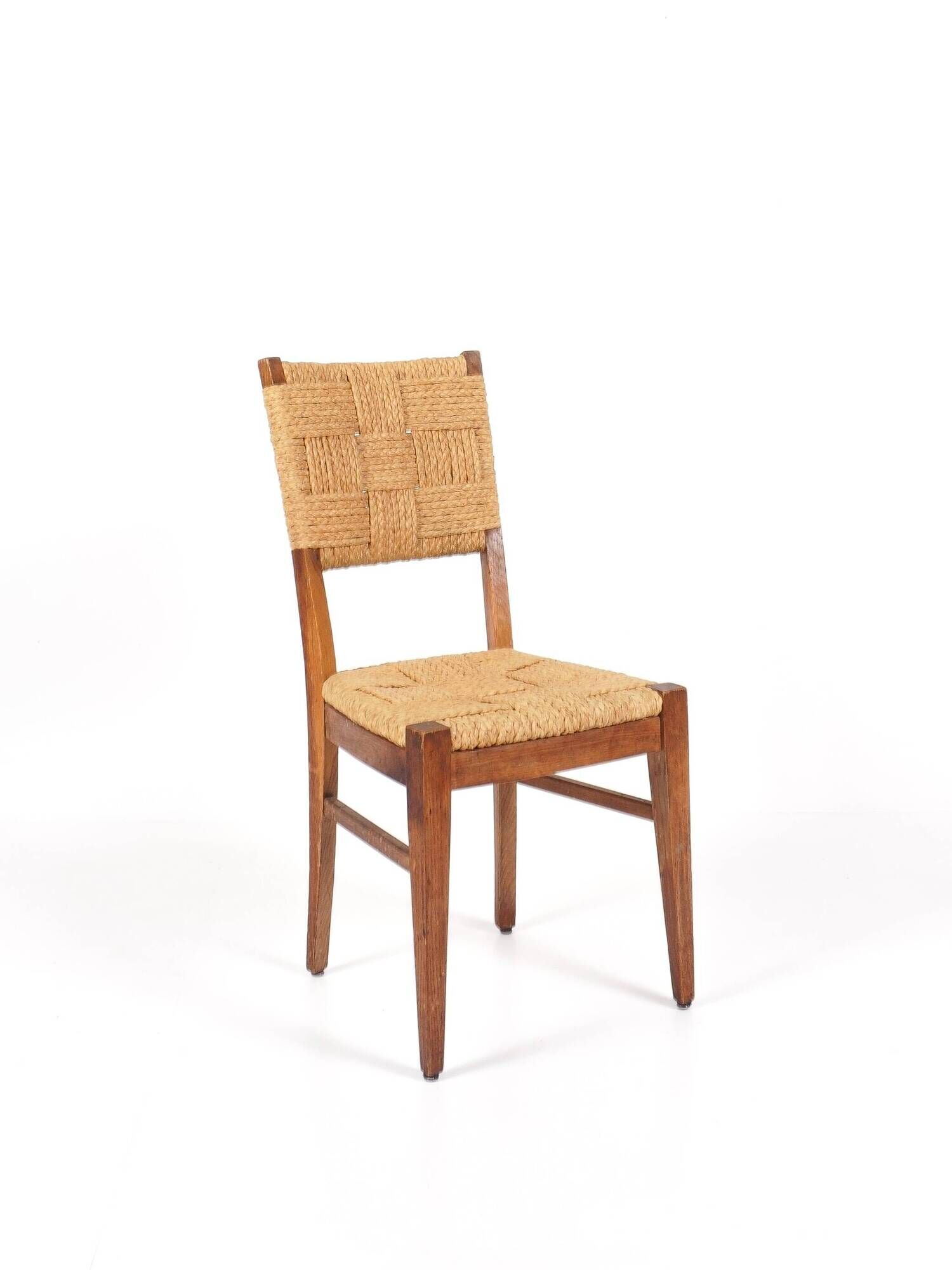 Audoux & Minet - Set of 4 vintage oak and rope chairs, circa 1950