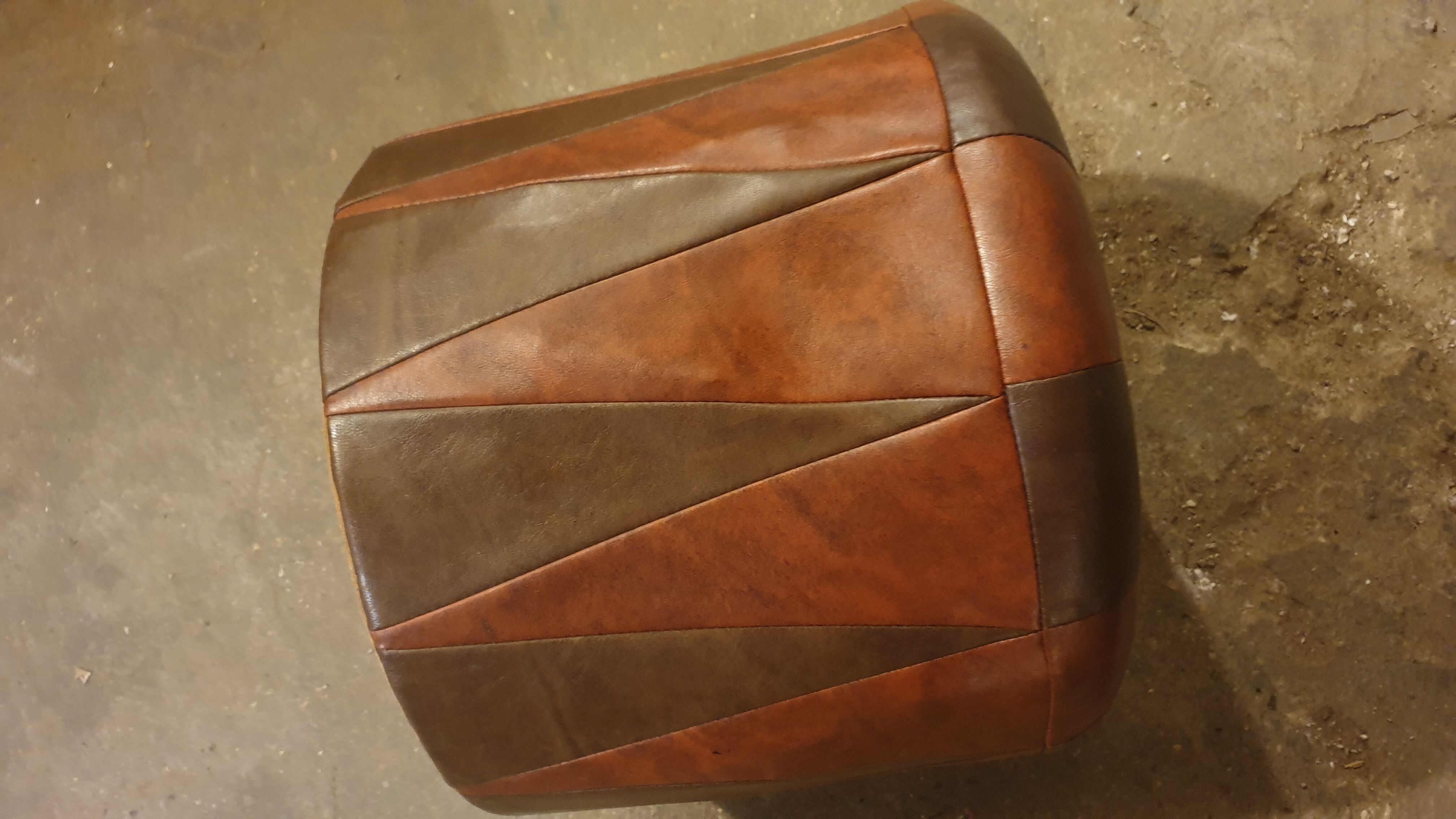 Vintage leather pouf