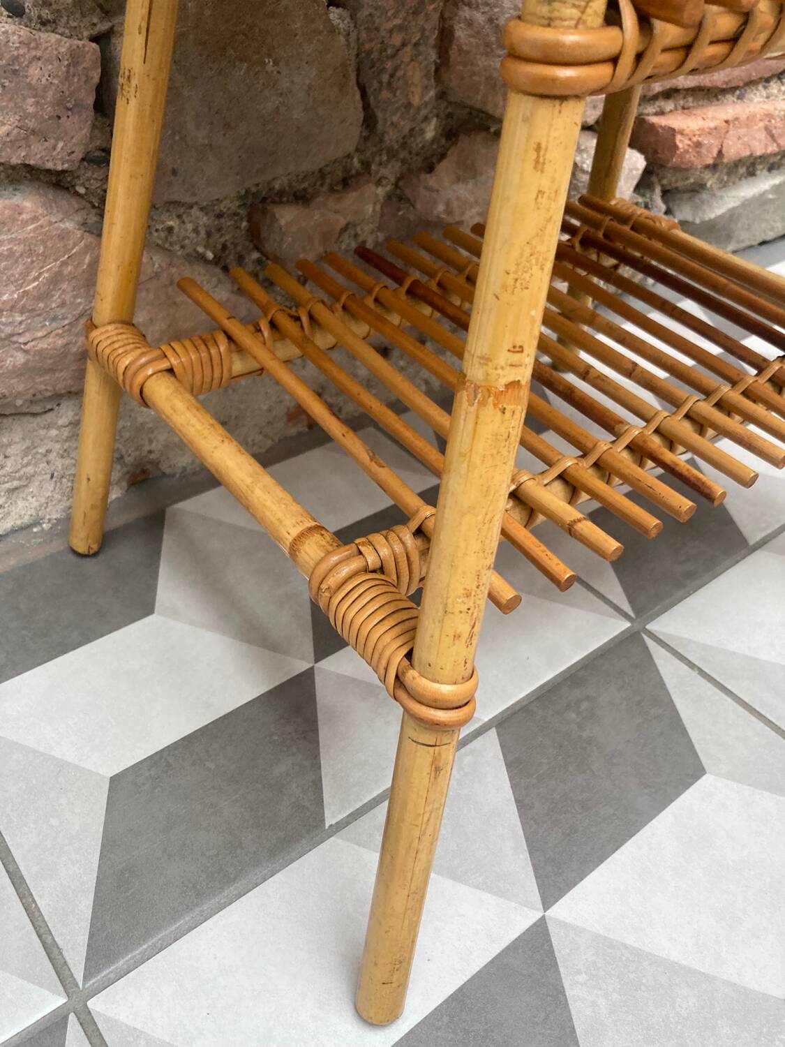 Small rattan coffee table attributed to Audoux Minet