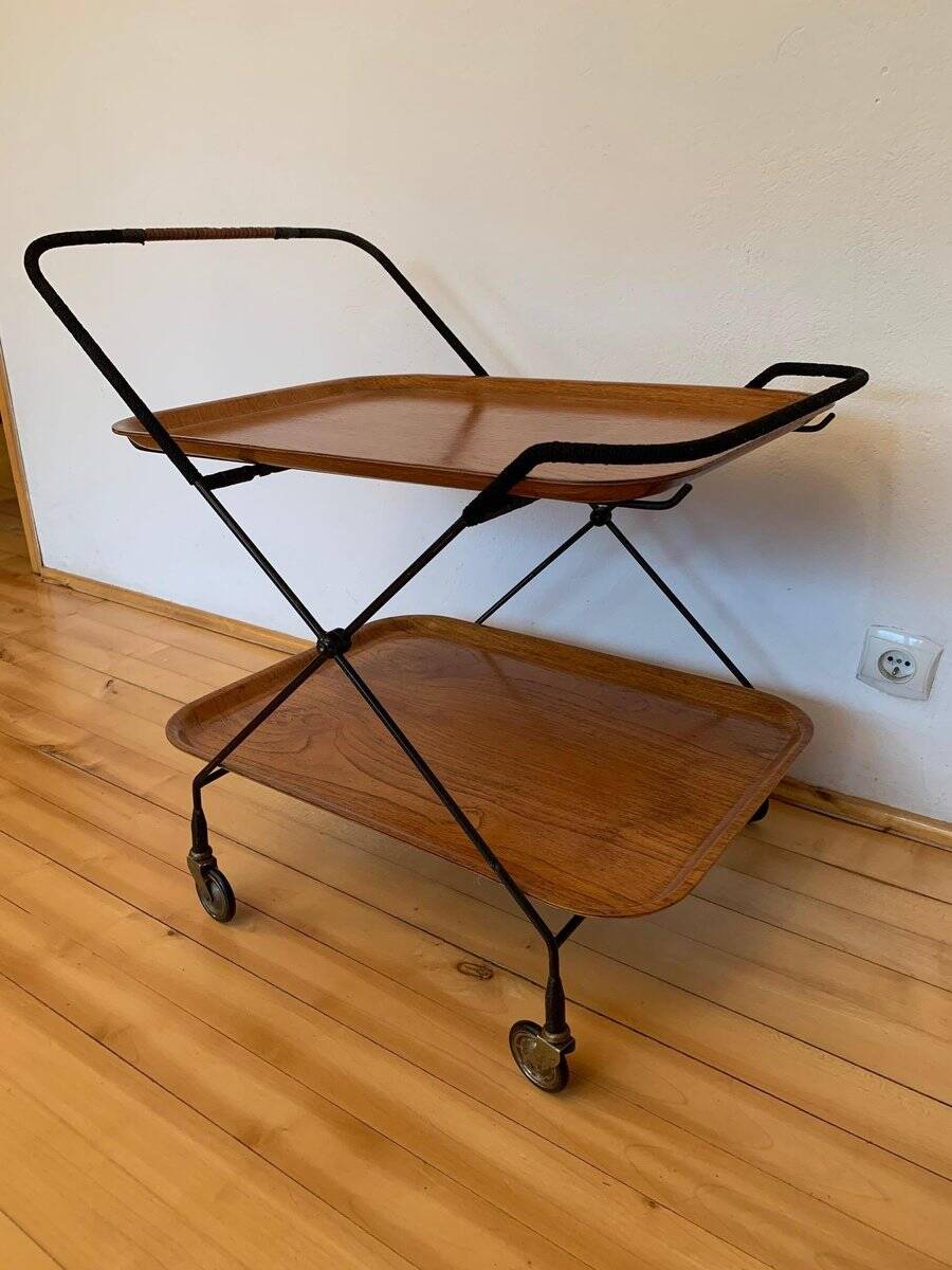 Swedish bar trolley by Paul Nagel for JIE Gantofta, 1950s