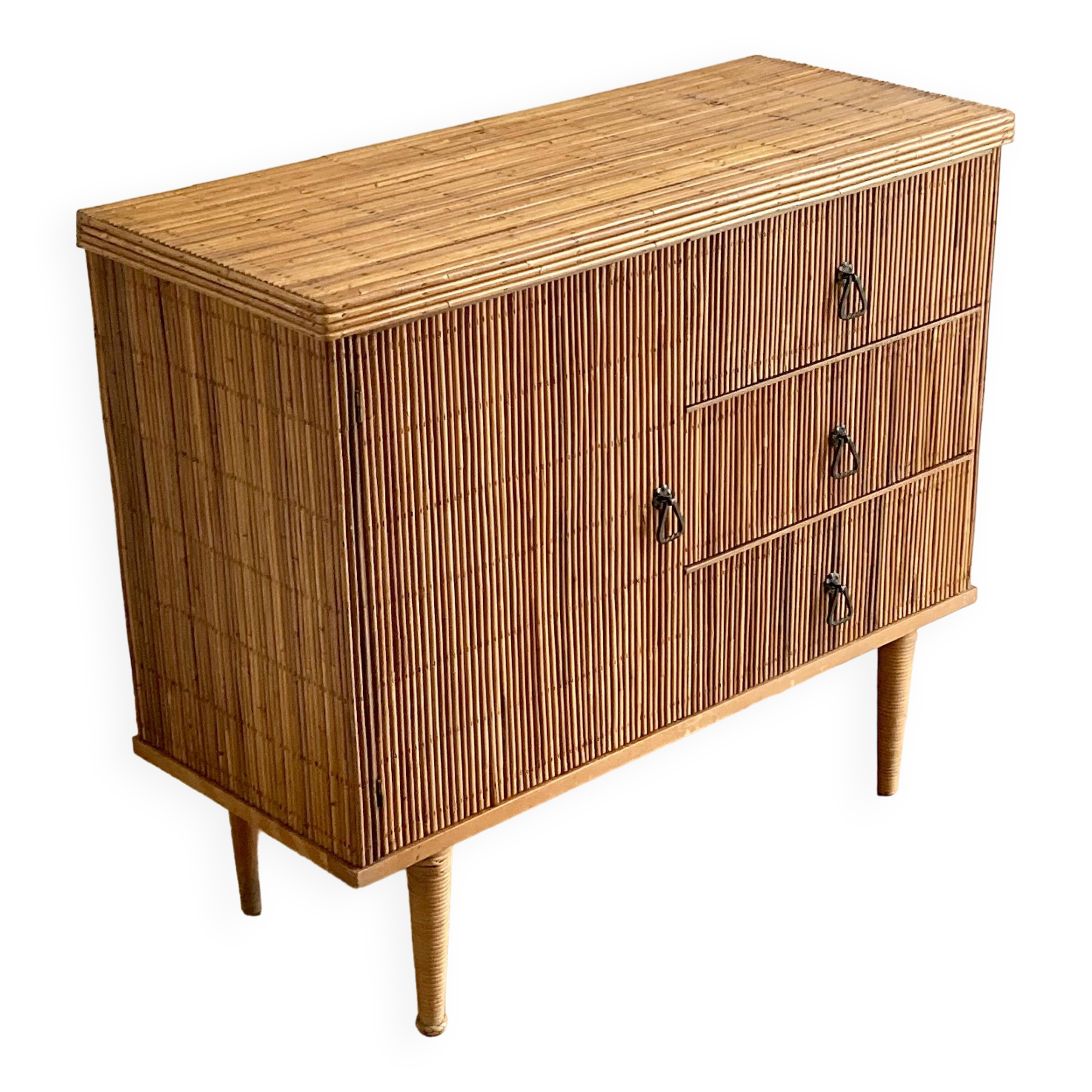 Split rattan chest of drawers from the 60s