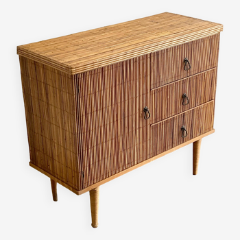 Commode rotin fendu année 60