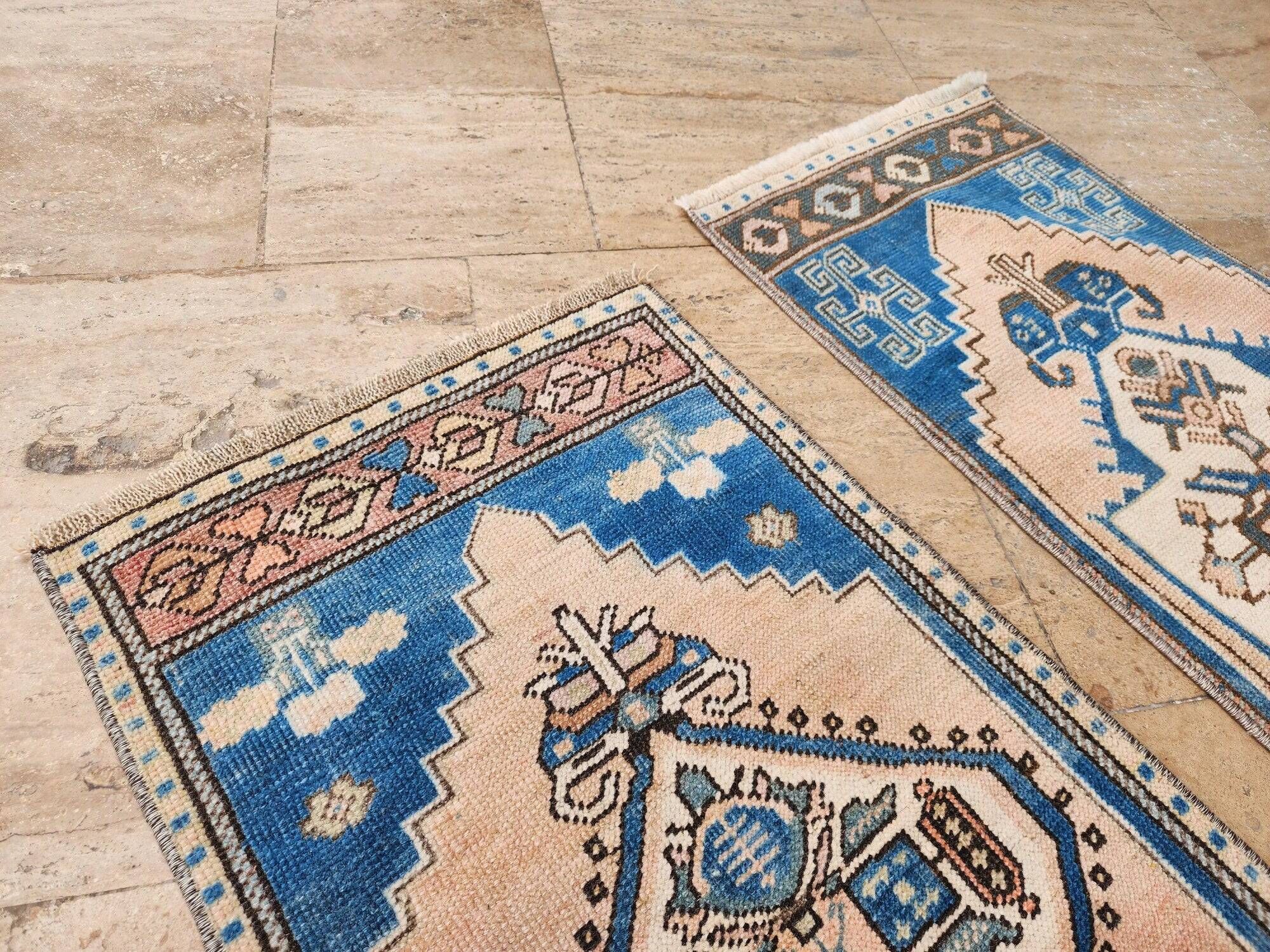 Lot de 2 tapis turcs vintage faits main