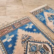 Set of 2 vintage handmade Turkish rugs 43x99 cm