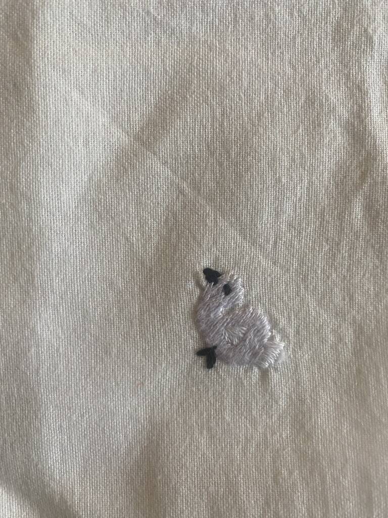 Set of 9 hand-embroidered aperitif napkins - 25x25cm - cotton