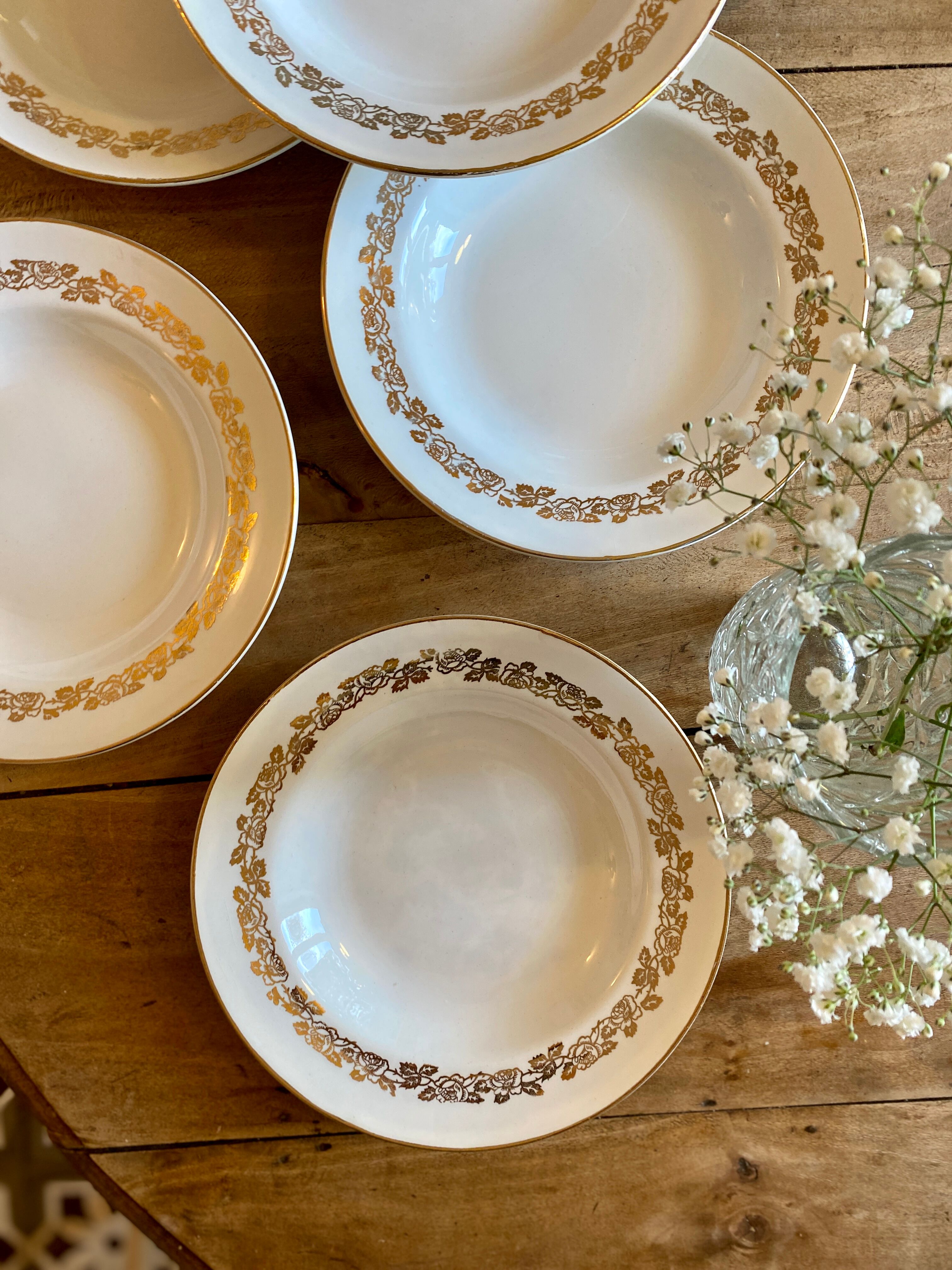 Set of 6 vintage hollow plates Moulin des Loups