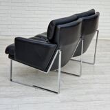 2 seater sofa, leather, chrome steel.
