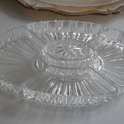 Plat serviteur apéritif métal argenté poinçon HKE et verre
