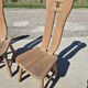 Set 4 vintage brutalist dining chairs De Puydt Belgium solid oak