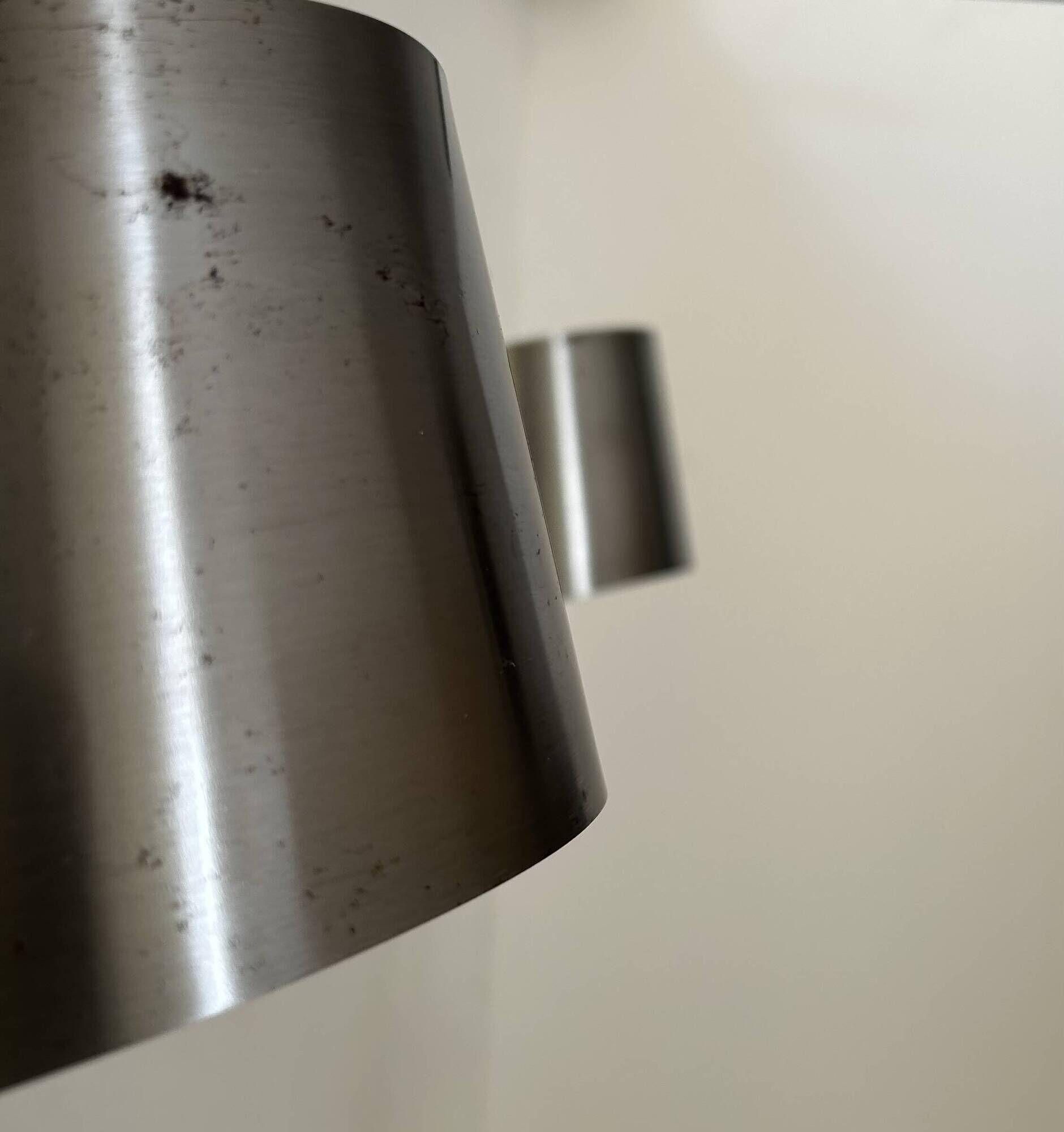 Pair of vintage wall lights, brushed metal, France 1970