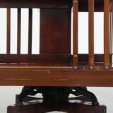 Large Antique Wooden English Book Carousel with Cast Iron Base