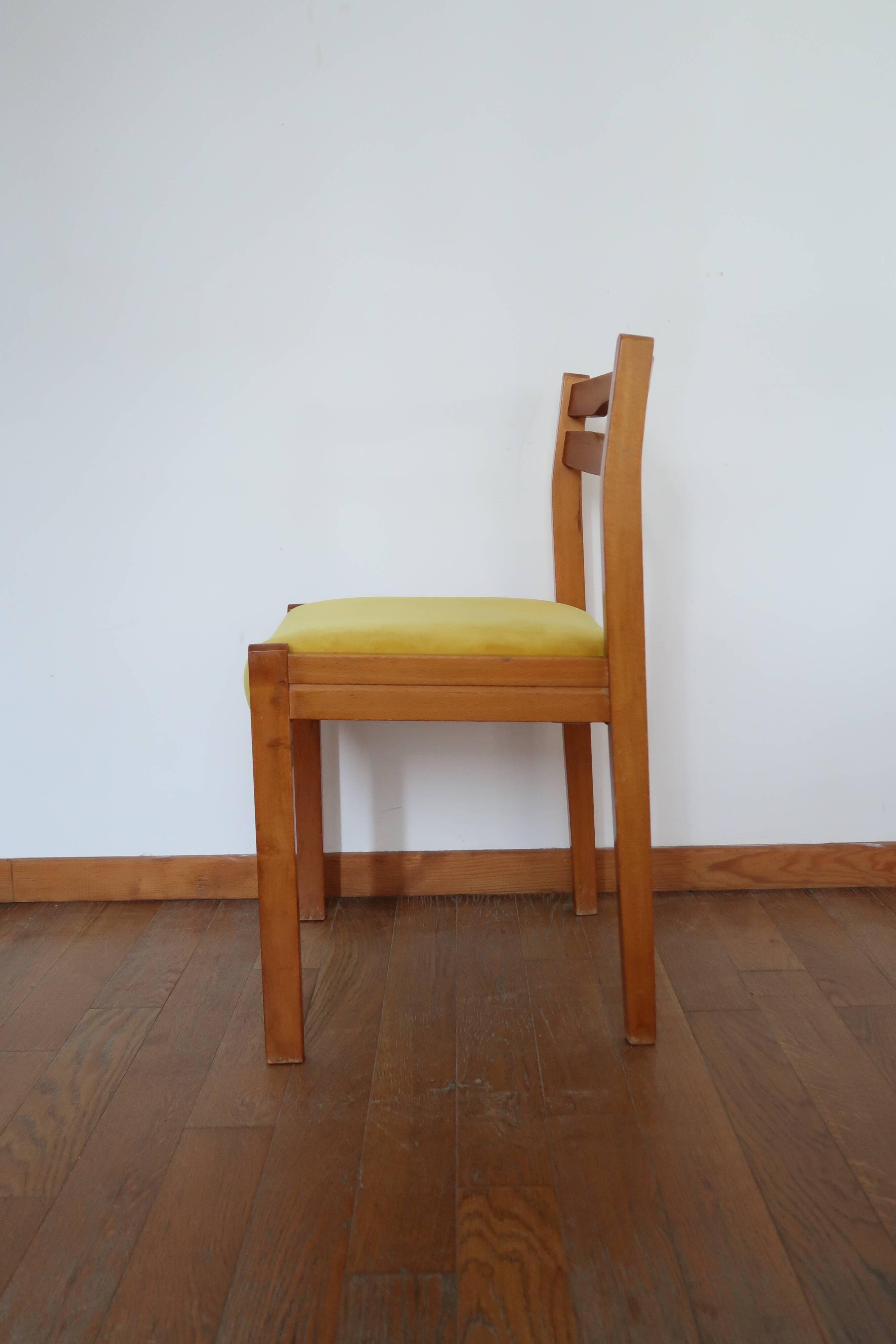 6 chaises velours jaune
