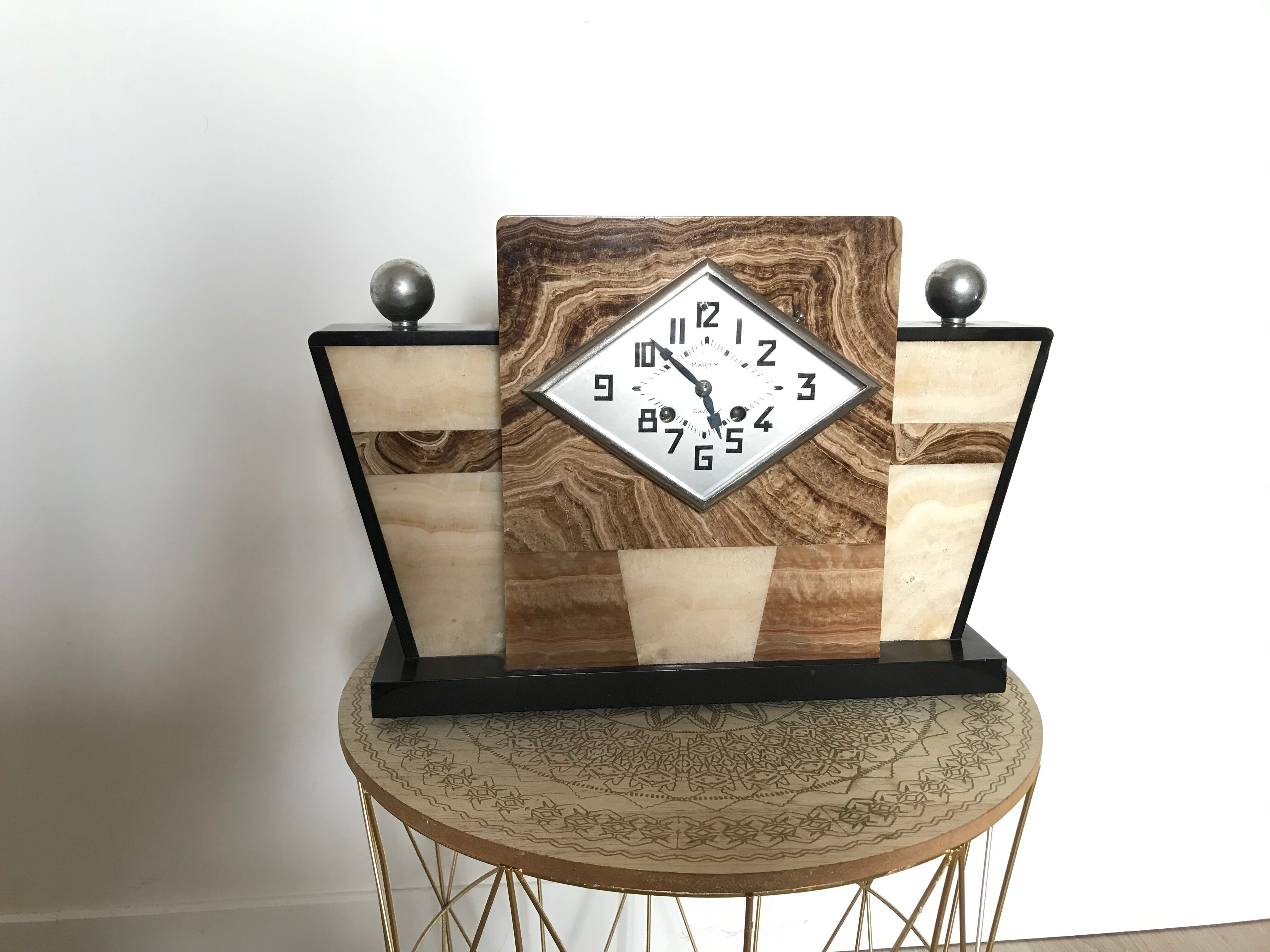 Marble art deco laying clock