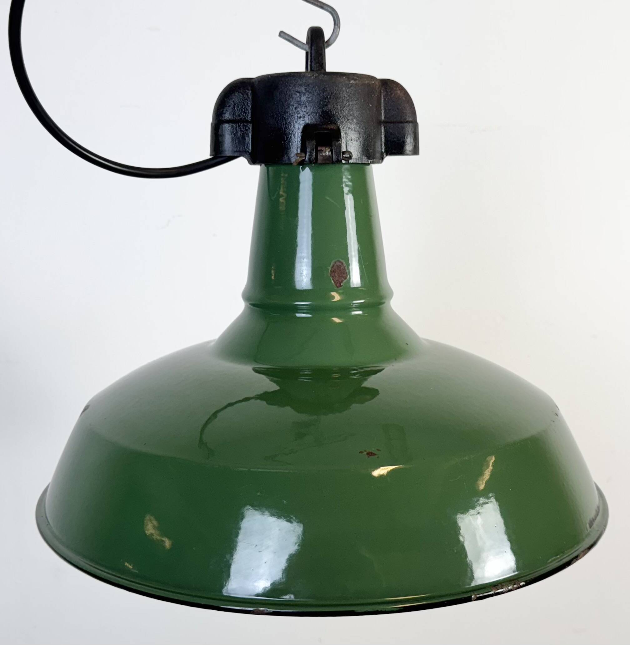 Industrial Green Enamel Factory Pendant Lamp, 1960s