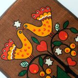 Chemin de table vintage en jute, motifs Noël, années 60