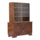 Walnut Art Deco Design Bookcase / Cabinet / Display Case