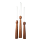 3 Scandinavian teak wood candle holders with brass inserts, Denmark, a