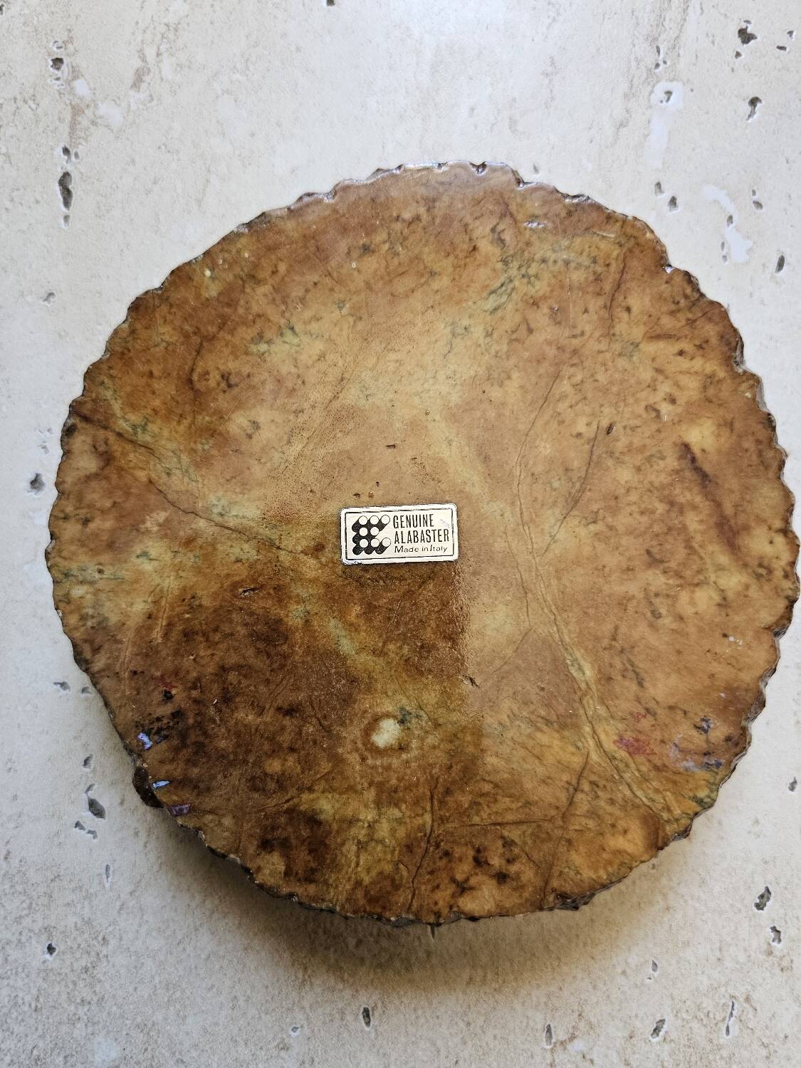 Genuine Alabaster Brutalisre Alabaster Ashtray