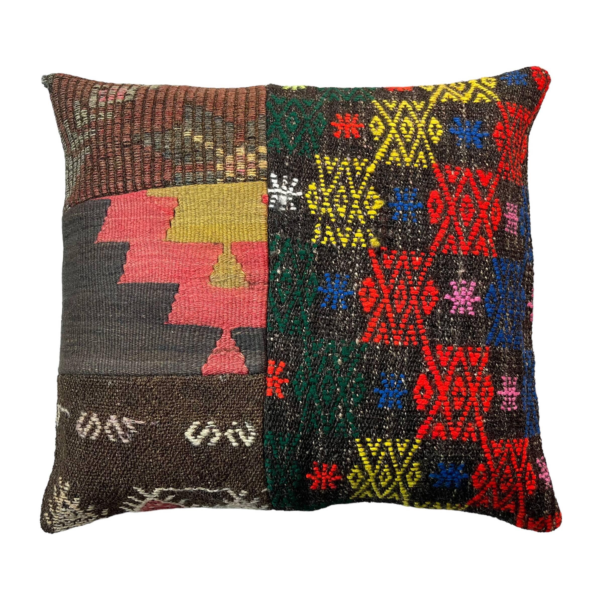 Vintage turkish kilim cushion cover , 55 x 55 cm