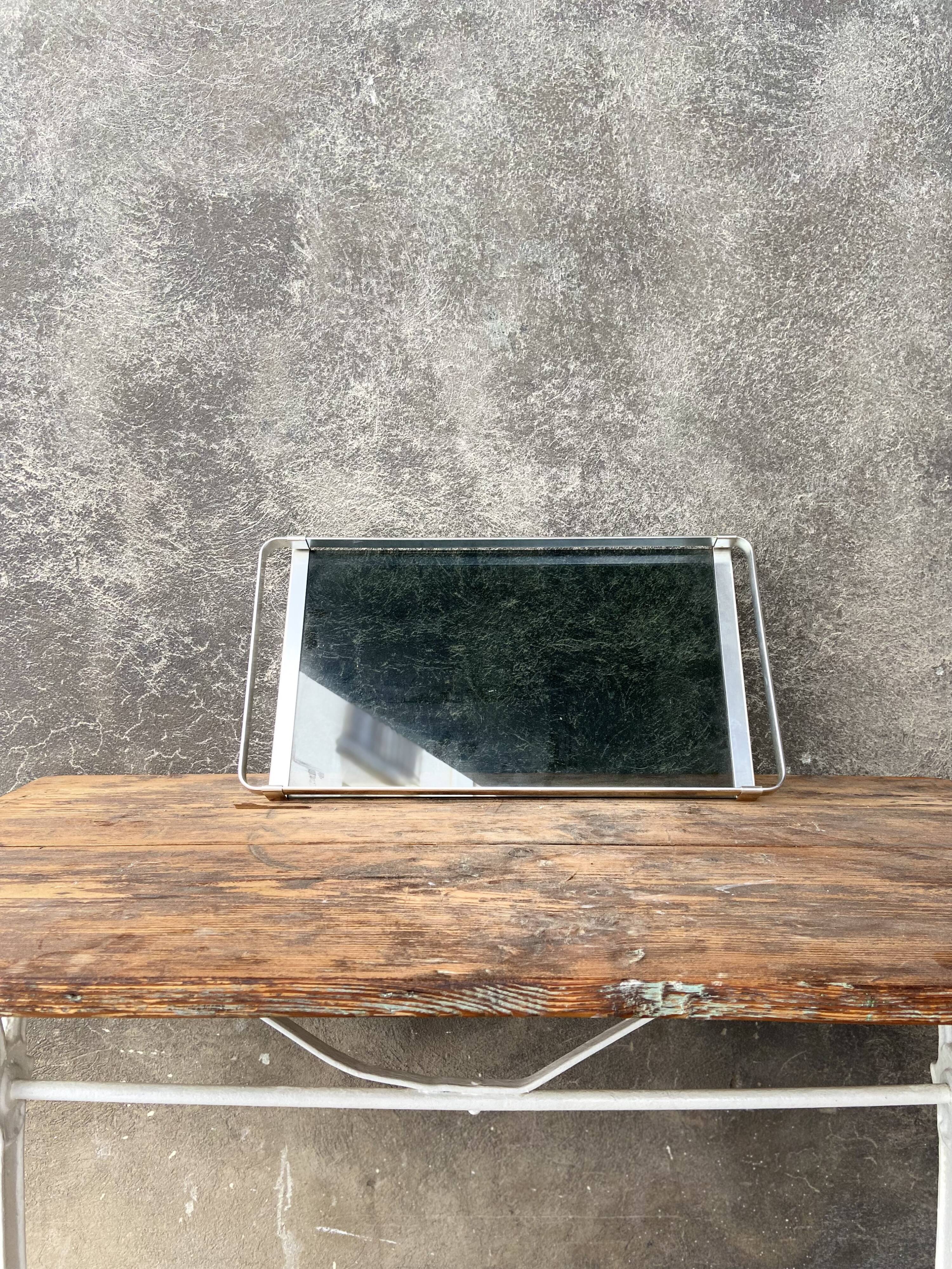 Top in smoked glass and steel