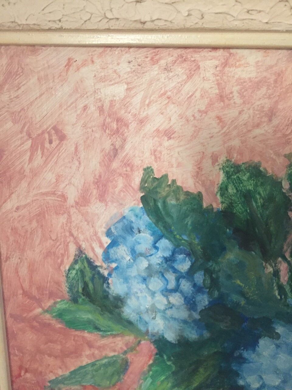 Tableau signé bouquet d'hortensia années 30/40