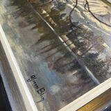 Painting HST Yvonne Blin ec. XX° "View of a mountain lake"