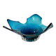 Large blue blown glass fruit bowl