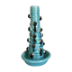 Pied de lampe ou bougeoir Accolay à décor de boules, émail bleu turquoise et brun, vers 1960-1970.