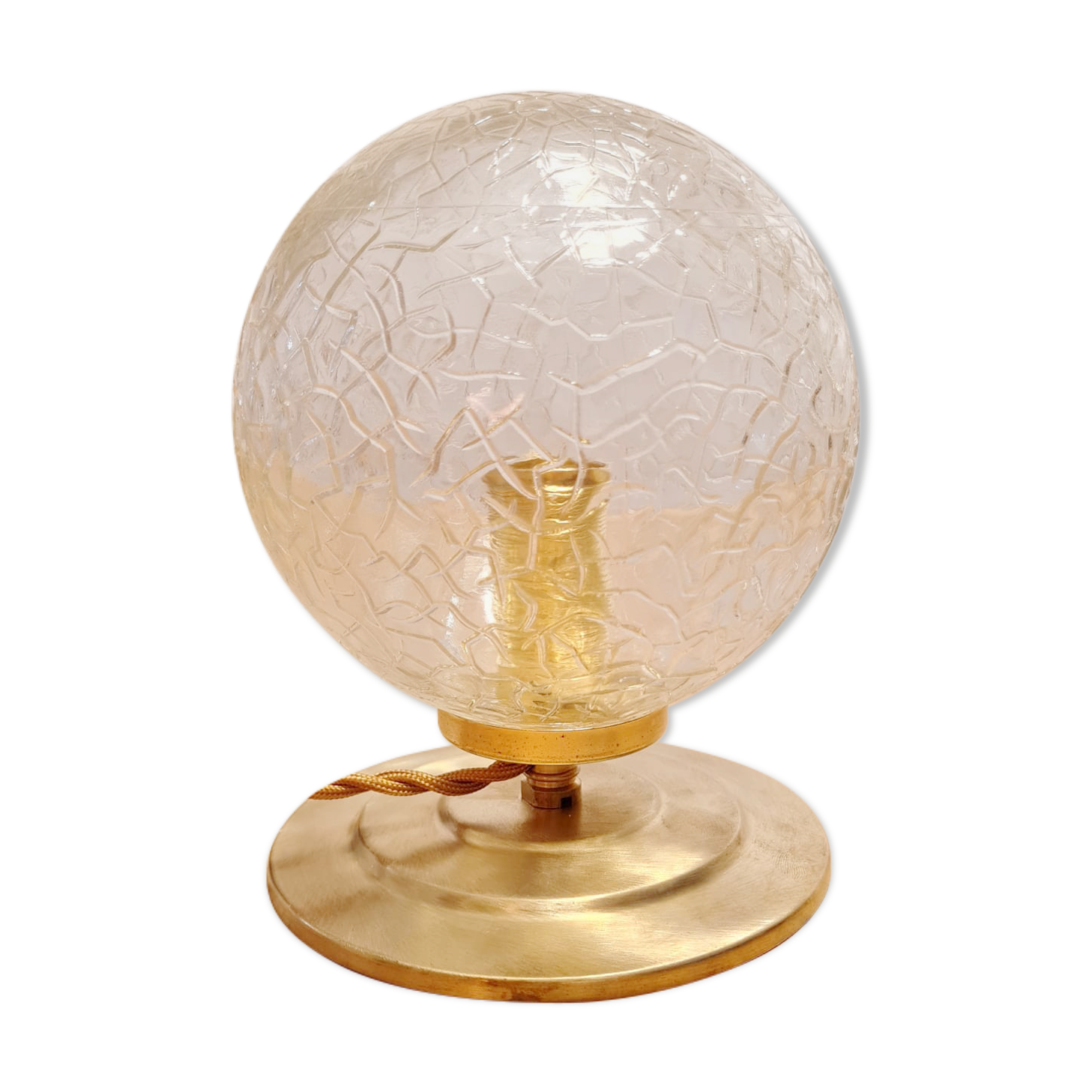 Vintage globe table lamp in molded glass
