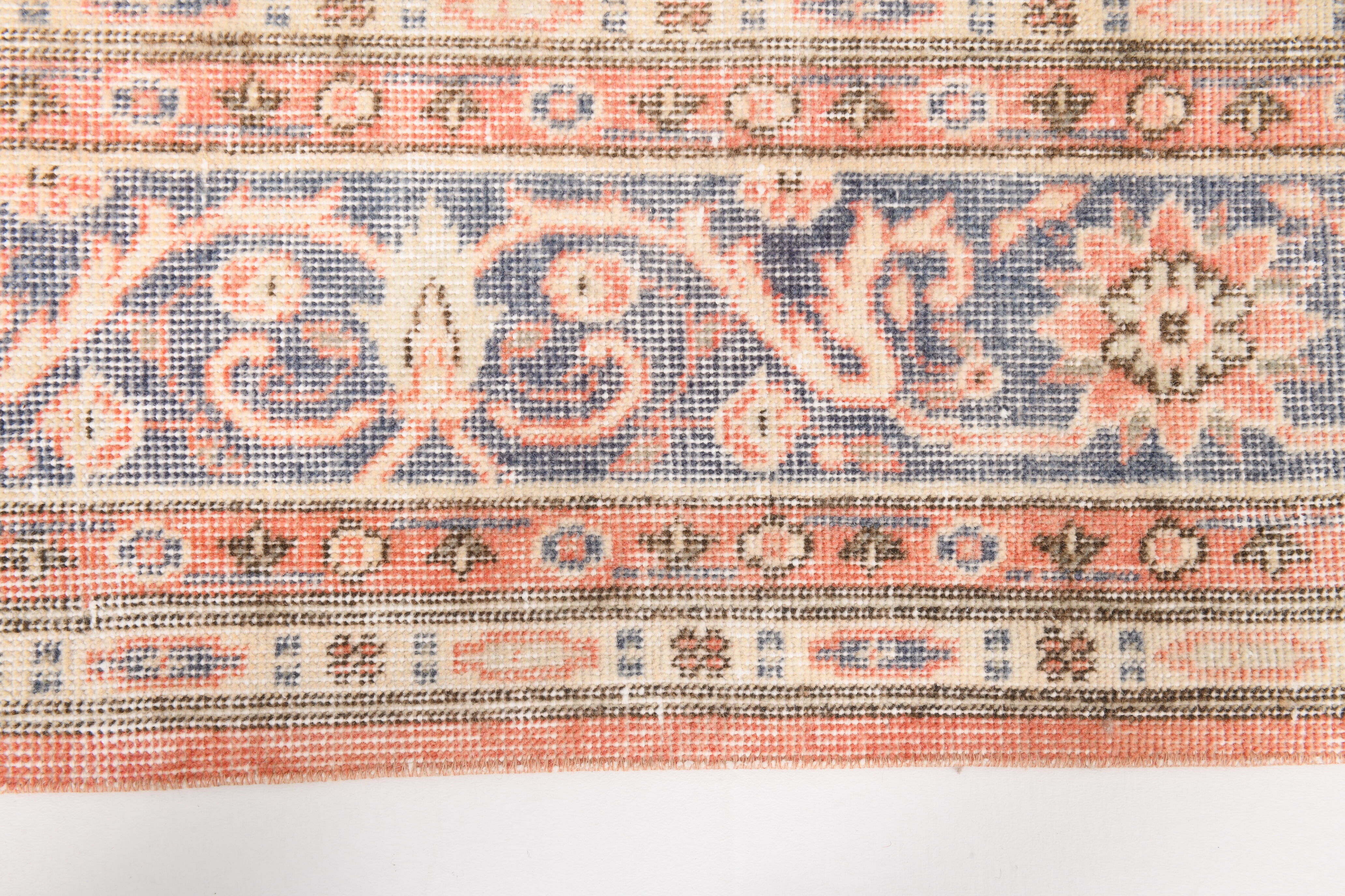 8x12 Classic Pattern Peach & Blue Vintage Rug, 258x357Cm