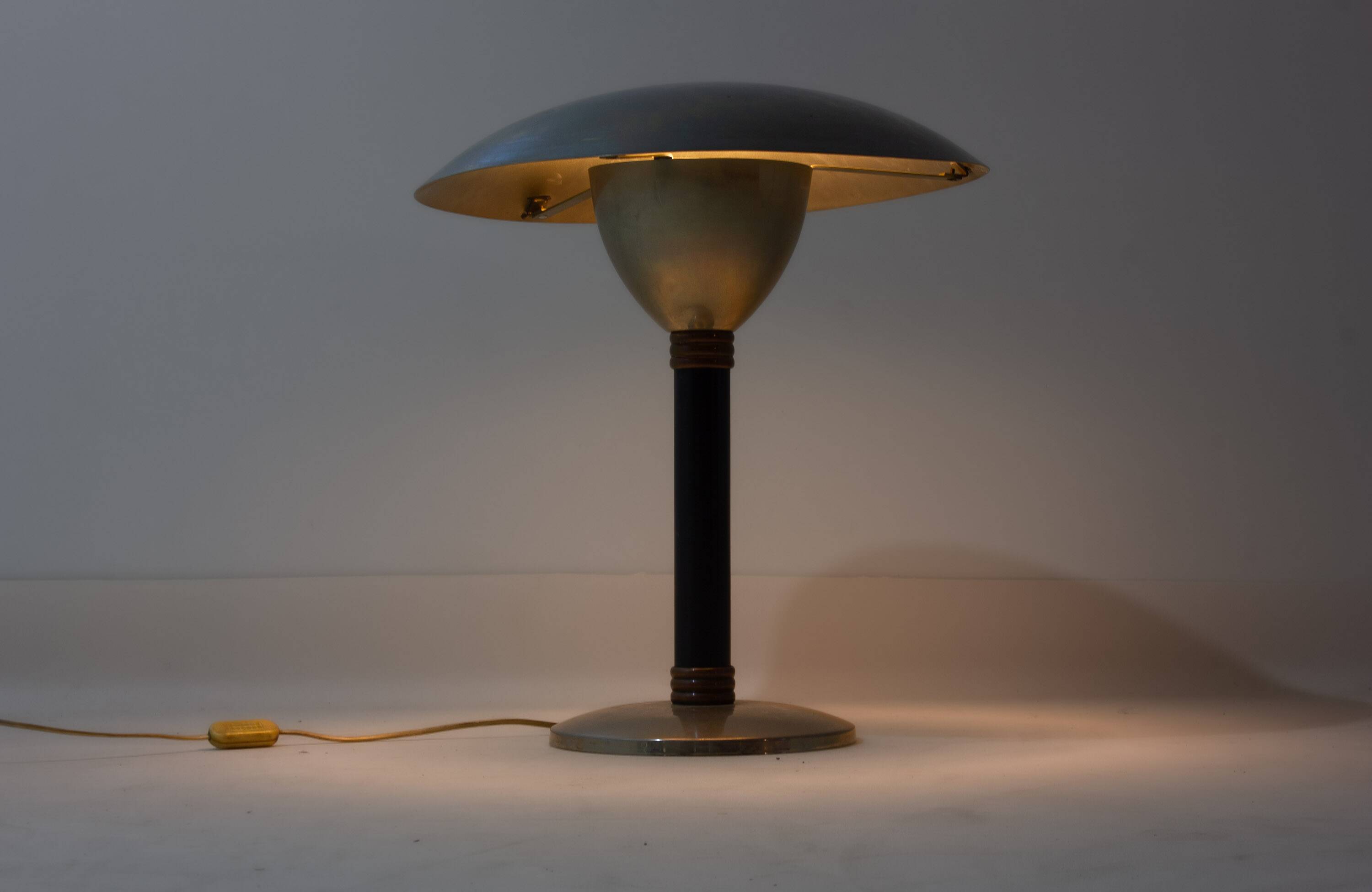 Italian desk / table mushroom lamp in brushed metal, 1950s