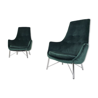 Karl Ekselius for Pastoe FM31 velvet lounge chairs, The Netherlands 1959