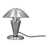 Lampe de table en chrome Art Déco tchécoslovaque avec abat-jour en métal, années 1930