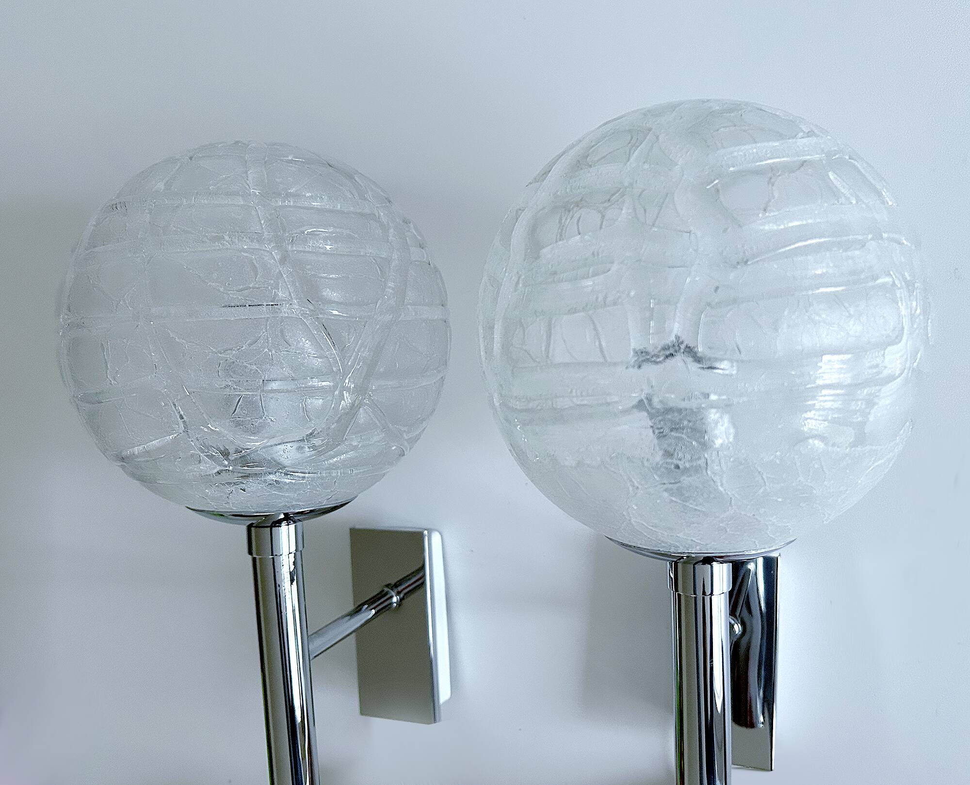 Pair Vintage Brutalist Bubble Glass Sconces